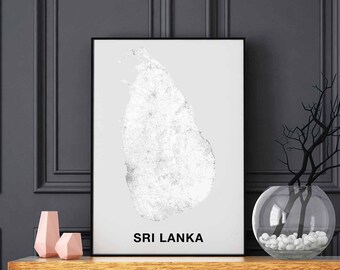 SRI LANKA map poster black white Hometown City Print Modern Home Decor Office Decoration Wall Art Dorm Bedroom Gift