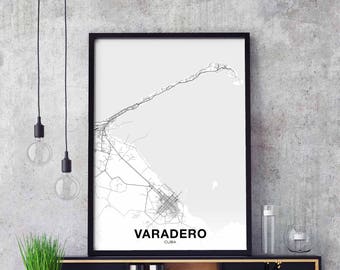 VARADERO Cuba map poster Hometown City Print Modern Home Decor Office Decoration Wall Art Dorm Bedroom Gift