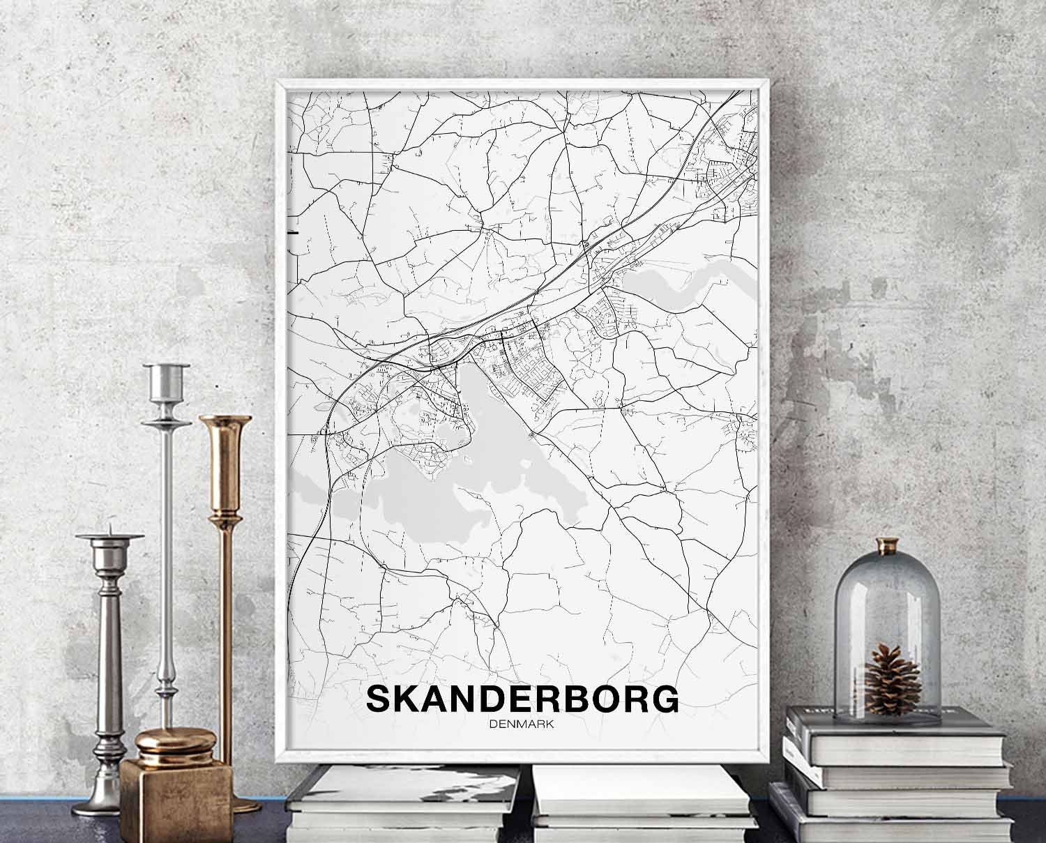 klistermærke mikroskopisk billetpris SKANDERBORG Denmark Map Poster Hometown City Print Modern Home - Etsy Canada