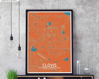 CLOVIS California USA map poster black white Hometown City Print Modern Home Decor Office Decoration Wall Art Dorm Bedroom Gift