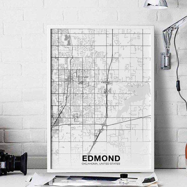 Edmond City Map Art Etsy