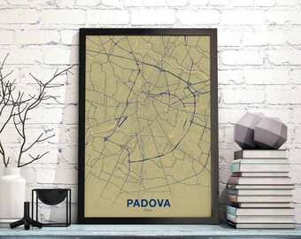 PADOVA Italy map poster color Hometown City Print Modern Home Decor Office Decoration Wall Art Dorm Bedroom Gift