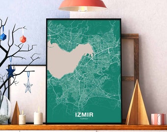 IZMIR Turkey poster color Hometown City Print Modern Home Decor Office Decoration Wall Art Dorm Bedroom Gift