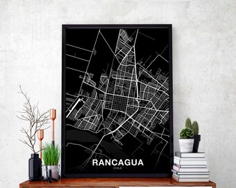 RANCAGUA Chile map poster black white Hometown City Print Modern Home Decor Office Decoration Wall Art Dorm Bedroom Gift