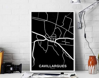 CAVILLARGUES France map poster Hometown City Print Modern Home Decor Office Decoration Wall Art Dorm Bedroom Gift