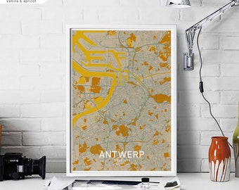 ANTWERP Belgium map poster black white Hometown City Print Modern Home Decor Office Decoration Wall Art Dorm Bedroom Gift