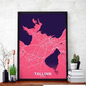TALLINN Estonia map poster color Hometown City Print Modern Home Decor Office Decoration Wall Art Dorm Bedroom Gift