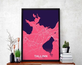 TALLINN Estonia map poster color Hometown City Print Modern Home Decor Office Decoration Wall Art Dorm Bedroom Gift