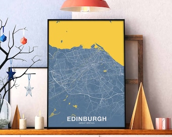EDINBURGH Great Britain GB UK map poster color Hometown City Print Modern Home Decor Office Decoration Wall Art Dorm Bedroom Gift