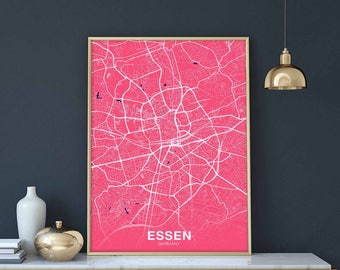 ESSEN Germany map poster color Hometown City Print Modern Home Decor Office Decoration Wall Art Dorm Bedroom Gift
