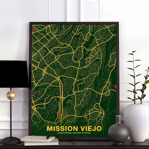 Mission VIEJO Kalifornien CA usa Karte Poster Farbe Heimatstadt Stadt Druck Moderne Wohnkultur Büro Dekoration Wand Kunst Wohnheim Schlafzimmer Geschenk