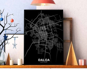 DALOA Cote D'Ivoire map poster Hometown City Print Modern Home Decor Office Decoration Wall Art Dorm Bedroom Gift