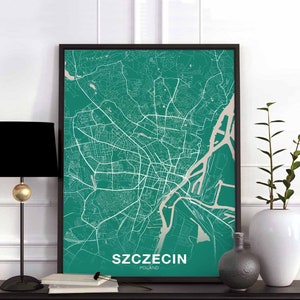 SZCZECIN pologne carte affiche couleur ville natale ville impression moderne décor à la maison bureau décoration mur art dortoir chambre cadeau