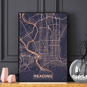 LECTURE Pennsylvanie PA USA carte affiche couleur ville natale ville impression moderne décor à la maison bureau décoration mur art dortoir chambre cadeau