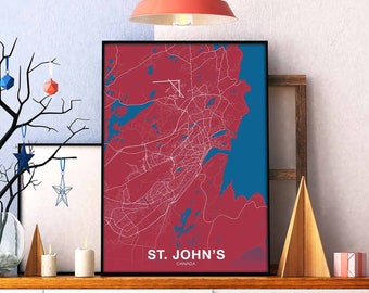 ST. JOHN'S Canada poster color Hometown City Print Modern Home Decor Office Decoration Wall Art Dorm Bedroom Gift