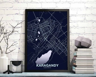 KARAGANDY Kazakhstan map poster color Hometown City Print Modern Home Decor Office Decoration Wall Art Dorm Bedroom Gift art