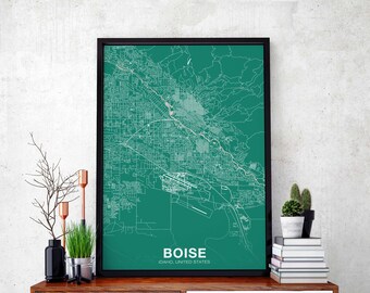 BOISE Idaho ID USA poster color Hometown City Print Modern Home Decor Office Decoration Wall Art Dorm Bedroom Gift