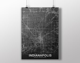INDIANAPOLIS Indiana IN US map poster Hometown City Print Modern Home Decor Office Decoration Wall Art Dorm Bedroom Gift