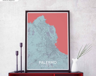 PALERMO Italy map poster black white Hometown City Print Modern Home Decor Office Decoration Wall Art Dorm Bedroom Gift