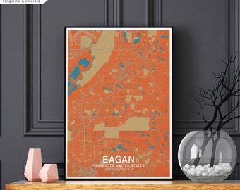 EAGAN Minnesota USA map poster black white Hometown City Print Modern Home Decor Office Decoration Wall Art Dorm Bedroom Gift