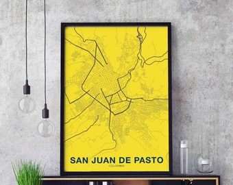 SAN JUAN dE PASTO Colombia poster color Hometown City Print Modern Home Decor Office Decoration Wall Art Dorm Bedroom Gift