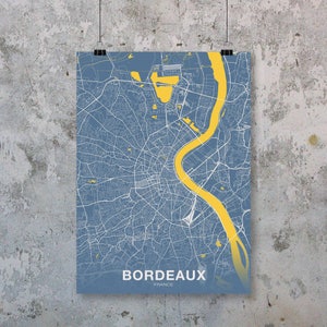 Póster con mapa de Burdeos, Francia, colores, ciudad natal, impresión, decoración moderna para el hogar, decoración de la oficina, arte de pared, dormitorio, regalo