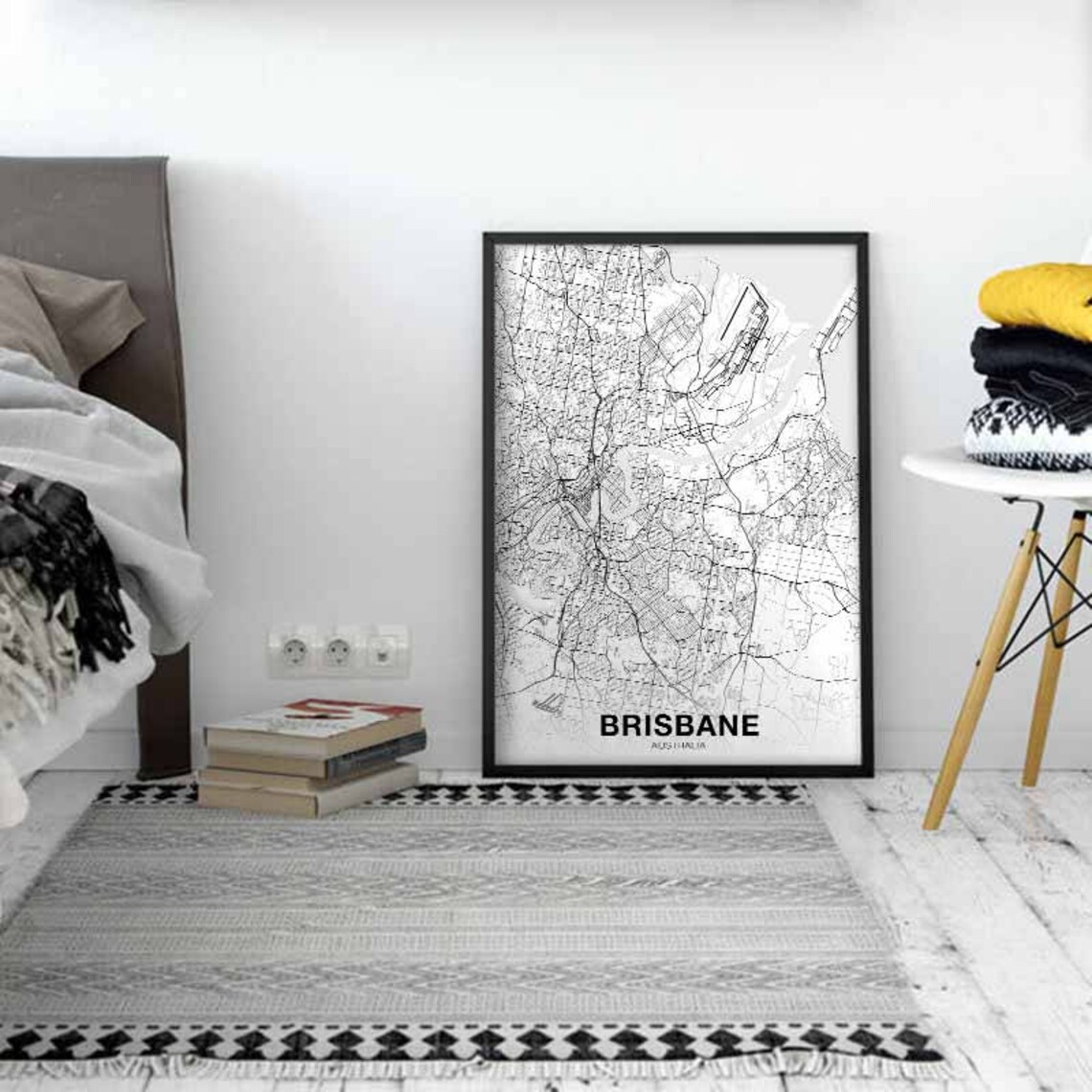 BRISBANE Australia Map Poster Hometown City Print Modern Home Etsy