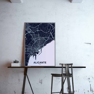 ALICANTE Spain Map Poster Color Hometown City Print Modern Home Decor Office Decoration Wall Art ...