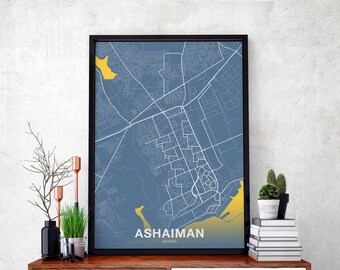 ASHAIMAN Ghana map poster color Hometown City Print Modern Home Decor Office Decoration Wall Art Dorm Bedroom Gift