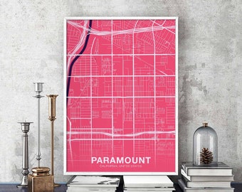 PARAMOUNT California CA USA poster color Hometown City Print Modern Home Decor Office Decoration Wall Art Dorm Bedroom Gift