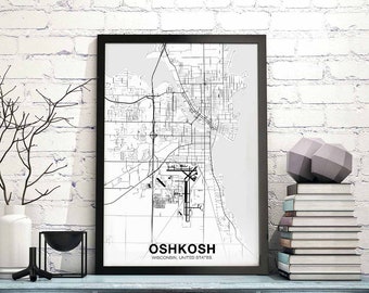 OSHKOSH Wisconsin USA poster Hometown City Print Modern Home Decor Office Decoration Wall Art Dorm Bedroom Gift