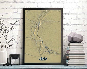 JENA Germany map poster color Hometown City Print Modern Home Decor Office Decoration Wall Art Dorm Bedroom Gift