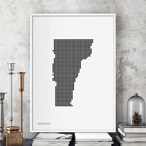 VERMONT US Bundesstaat Karte Poster schwarz weiß Landkarte modern skandinavisch modern Karte Geschenk Einweihungsparty Geschenk