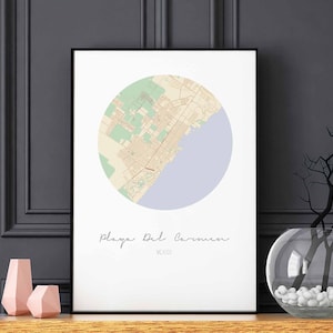Póster de mapa de PLAYA DEL CARMEN México, decoración de pared, diseño moderno, minimalista, nórdico, para viajes, dormitorio, arte para el hogar, dormitorio retro vintage, guardería, inauguración de la casa