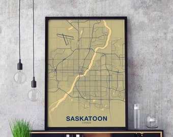 SASKATOON Canada poster color Hometown City Print Modern Home Decor Office Decoration Wall Art Dorm Bedroom Gift
