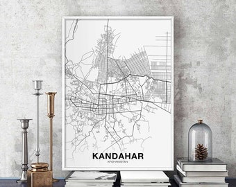 KANDAHAR Afghanistan map poster Hometown City Print Modern Home Decor Office Decoration Wall Art Dorm Bedroom Gift