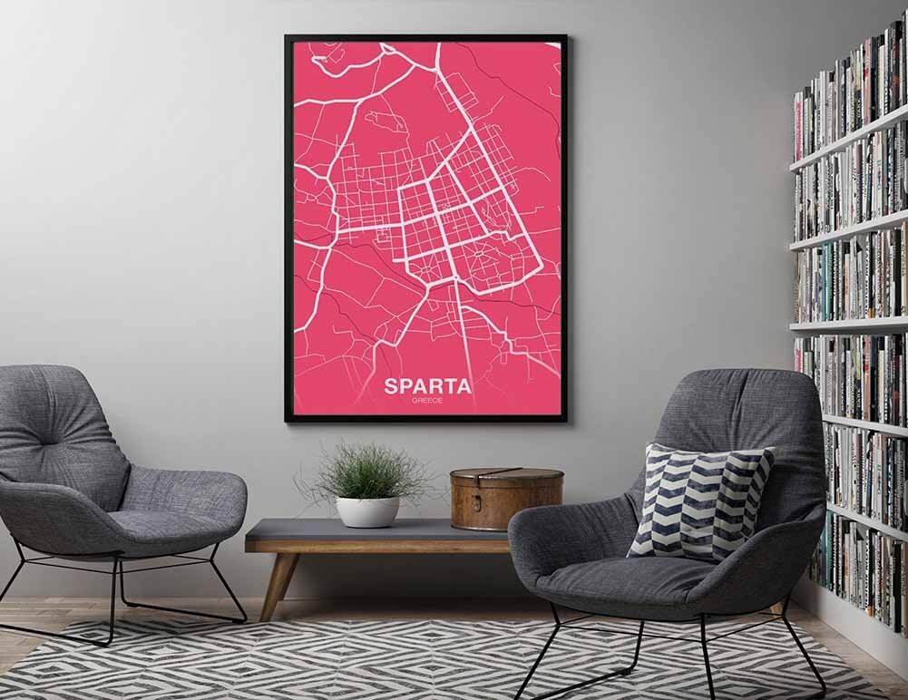 Art & Collectibles Prints Letterpress Prints SPARTA Greece poster color  Hometown City Print Modern Home Decor Office Decoration Wall Art Dorm  Bedroom Gift