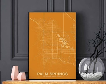 PALM SPRINGS California CA us map poster color Hometown City Print Modern Home Decor Office Decoration Wall Art Dorm Bedroom Gift
