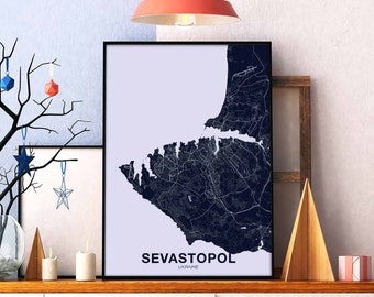 SEVASTOPOL Ukraine map poster color Hometown City Print Modern Home Decor Office Decoration Wall Art Dorm Bedroom Gift