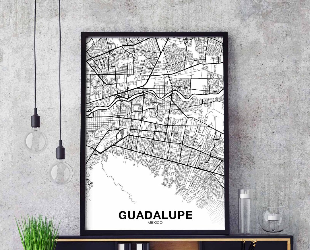 GUADALUPE Mexico Map Poster Hometown City Print Modern Home Decor Office Decoration Wall Art 