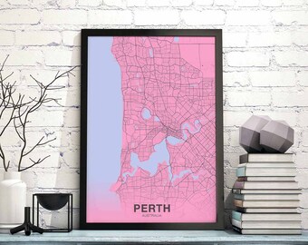 PERTH Australia map poster color Hometown City Print Modern Home Decor Office Decoration Wall Art Dorm Bedroom Gift art