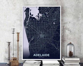 ADELAIDE Australia map poster color Hometown City Print Modern Home Decor Office Decoration Wall Art Dorm Bedroom Gift