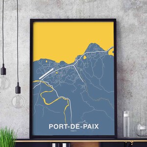 Póster con mapa de Haití de PORT-DE-PAIX, ciudad natal, impresión en color, decoración moderna para el hogar, decoración de la oficina, arte de pared, dormitorio, regalo