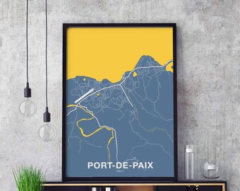 PORT-DE-PAIX Haiti map poster color Hometown City Print Modern Home Decor Office Decoration Wall Art Dorm Bedroom Gift