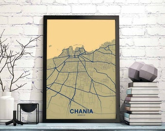 CHANIA Greece poster color Hometown City Print Modern Home Decor Office Decoration Wall Art Dorm Bedroom Gift