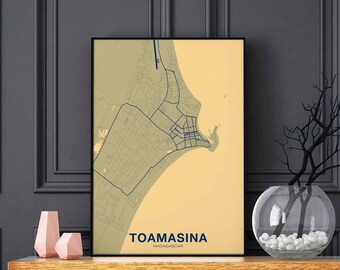 TOAMASINA Madagascar map poster color Hometown City Print Modern Home Decor Office Decoration Wall Art Dorm Bedroom Gift