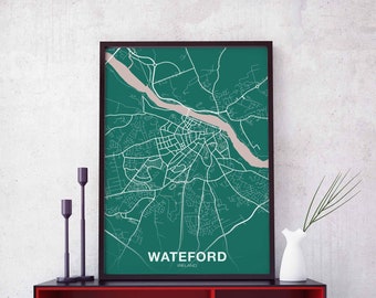 WATEFORD Ireland poster color Hometown City Print Modern Home Decor Office Decoration Wall Art Dorm Bedroom Gift