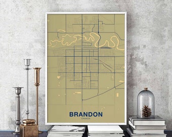 BRANDON Canada poster color Hometown City Print Modern Home Decor Office Decoration Wall Art Dorm Bedroom Gift