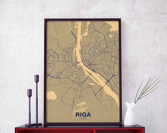RIGA Latvia map poster color Hometown City Print Modern Home Decor Office Decoration Wall Art Dorm Bedroom Gift art