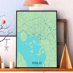 OSLO Norwegen Norge Karte Poster Farbe Heimatstadt Stadt Druck Modernes Wohnkultur Büro Dekoration Wand Kunst Wohnheim Schlafzimmer Geschenk